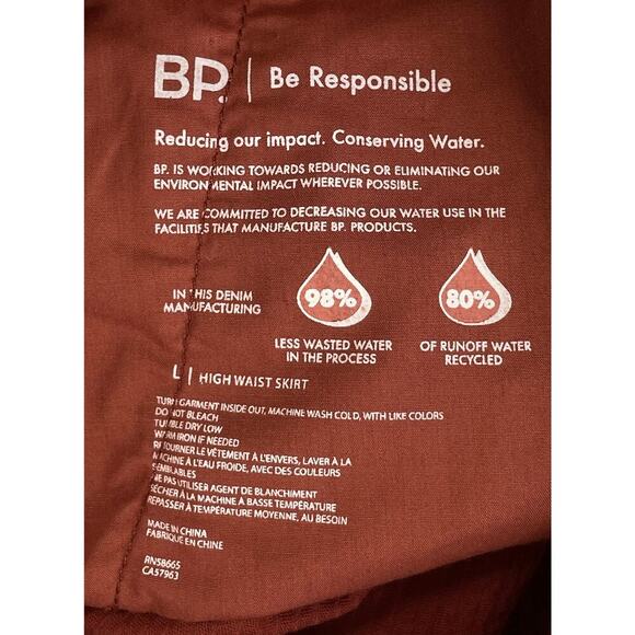 BP Corduroy Notched Hem Skirt Red Fire Large Y2K Retro 70s Dark Academia Preppy - Picture 10 of 12